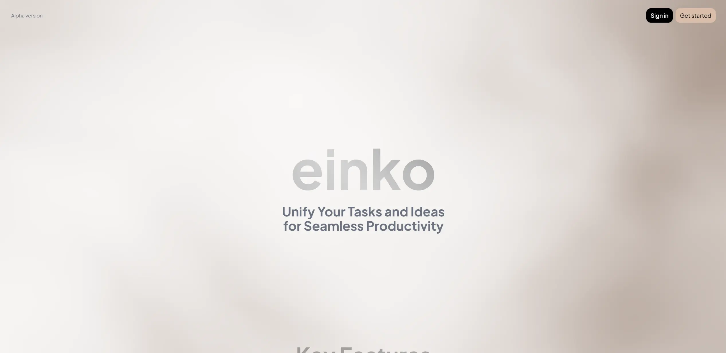 einko landing page screenshot